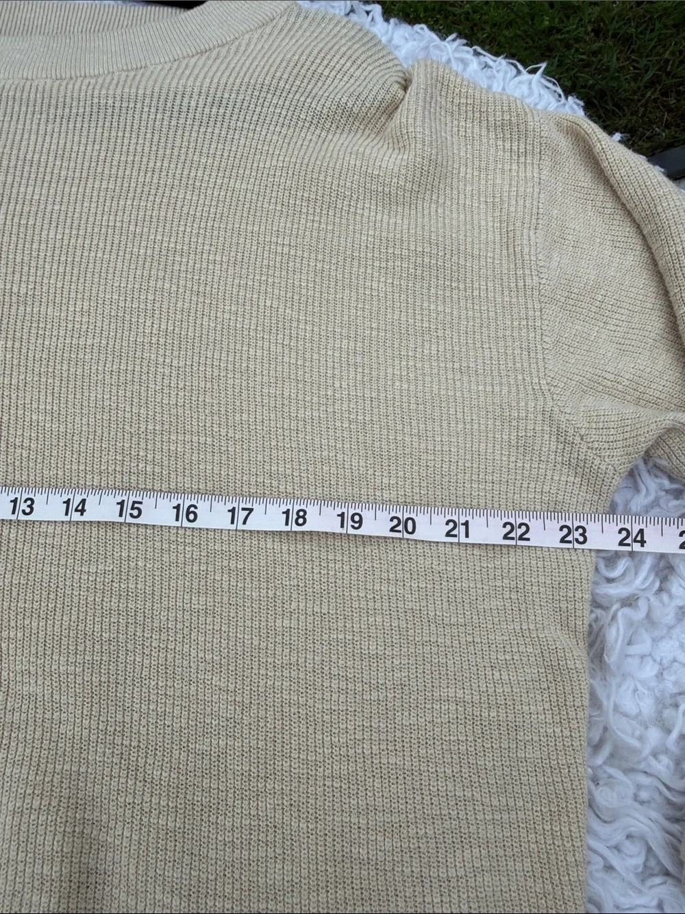 Free People Oversized Cream Waffle Knit Sweatshirt